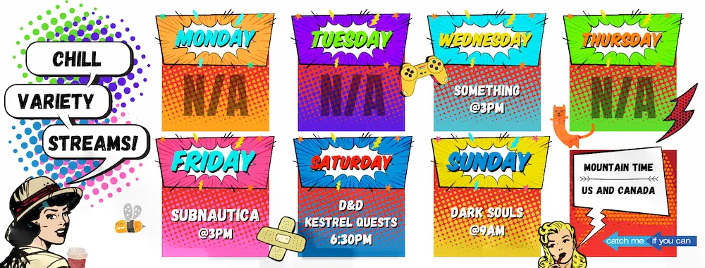 Wonderfully colourful stream schedules in a variety of styles