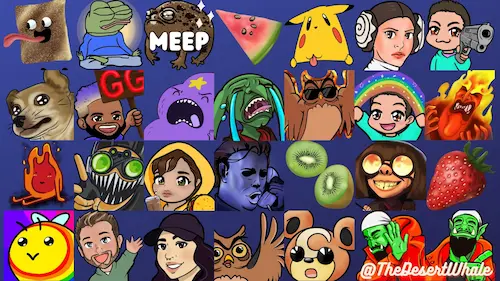 Large panel of various emotes for various clients