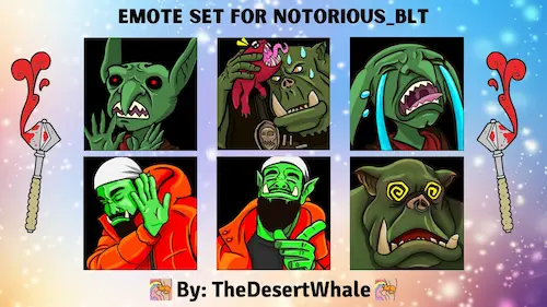 Emote Set of goblins and characturized version of 'Notor' for Notorious_BLT