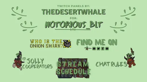 Set of custom Illustrated Panels for Notorious_BLT on Twitch