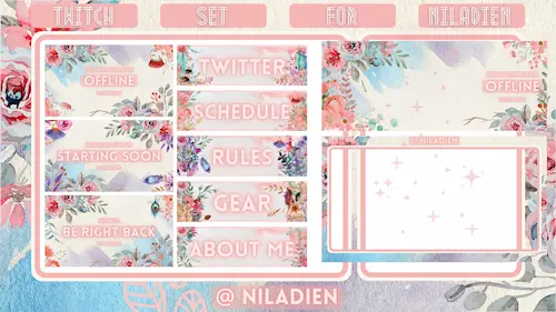 Complete floral scene setup for Niladien's Twitch channel