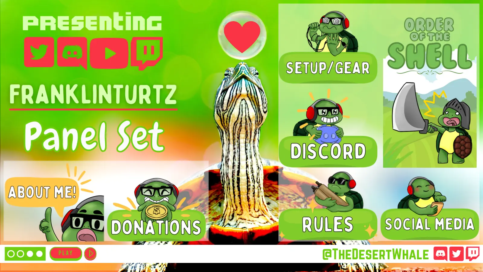 A new batch of turtle themed emotes for FranklinTurtz on Twitch