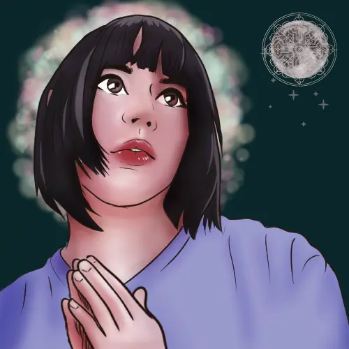 Portrait of Alii with praying hands