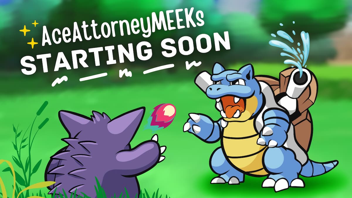 A starting soon scene featuring the pokemon blastoise and gengar