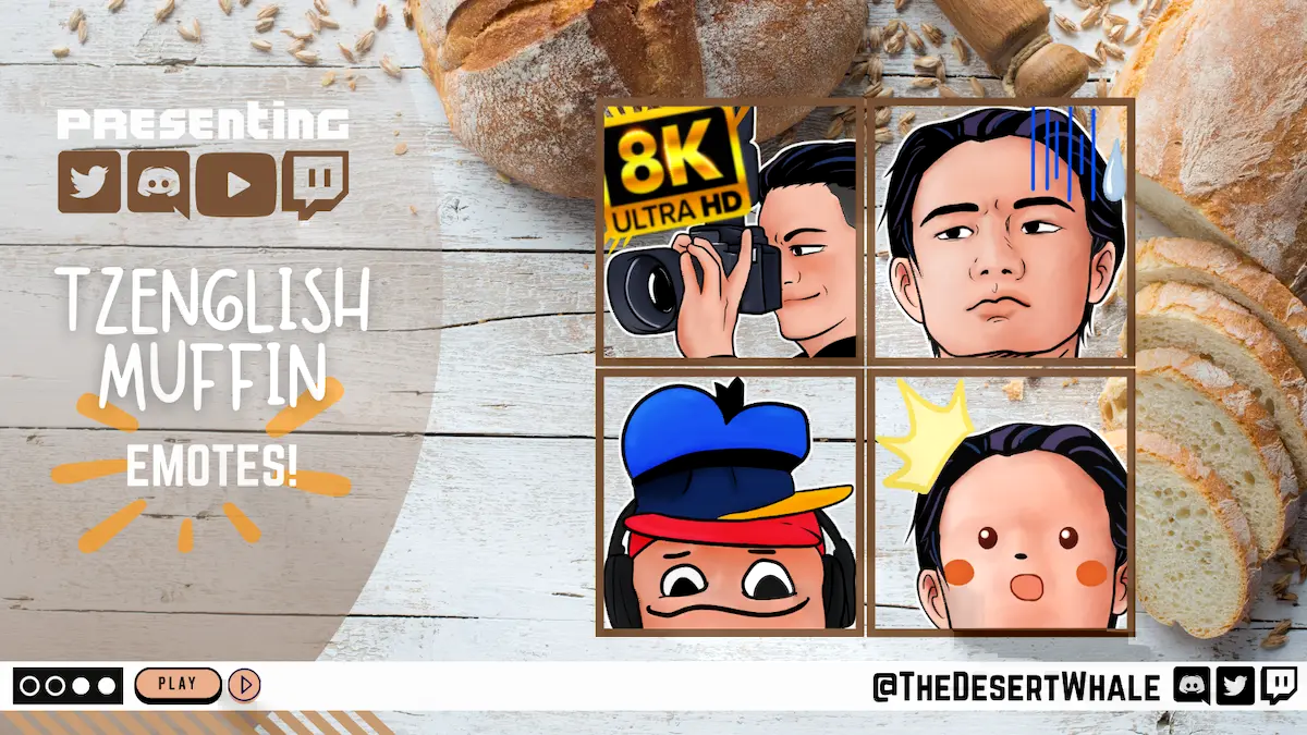 An assortment of emotes for Tzenglishmuffin