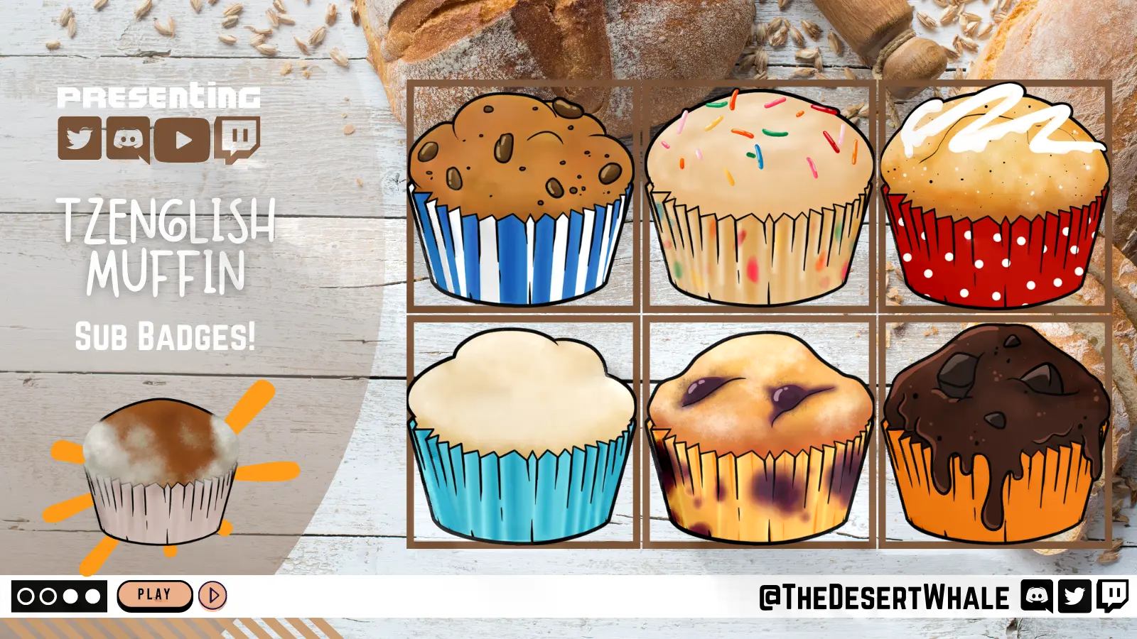 Various muffin styled Sub badges for Tzenglishmuffin